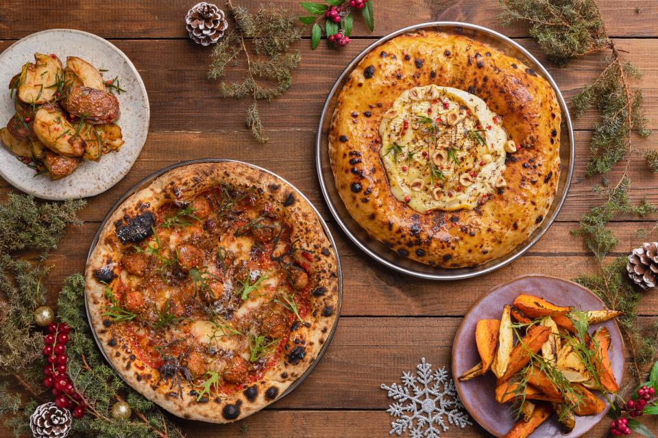 Baked Camembert Wreath and Meatball & Cranberry Pizza