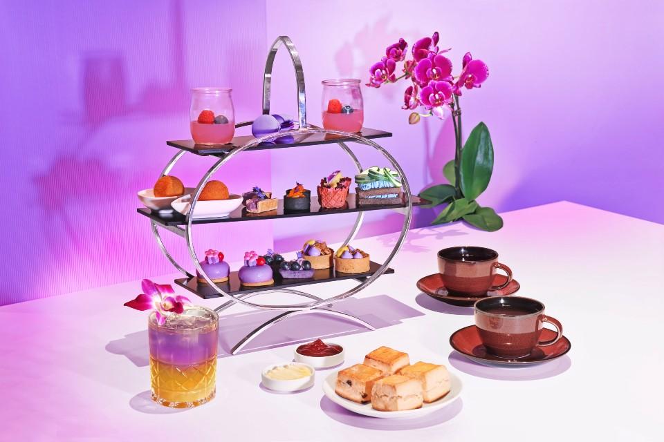 LeBar - Purple Afternoon Tea and Rainbow cocktail