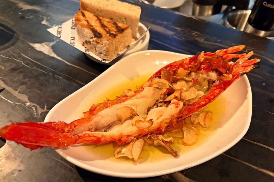 Prawn and garlic oil at esquina