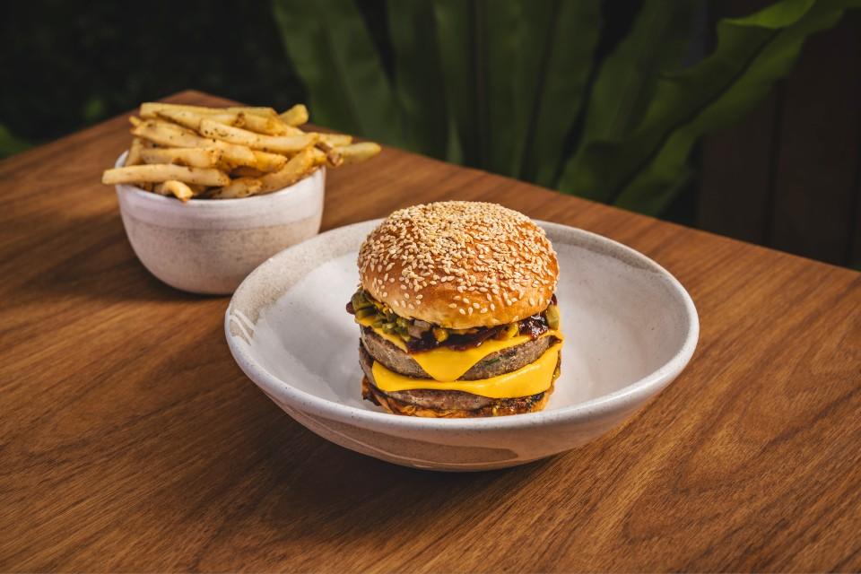 Yellowfin Tuna Cheeseburger with Fries