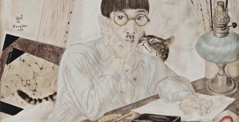 Foujita Tsuguharu. 《猫のいる自画像》 Autoportrait au chat (Self-Portrait with Cat)